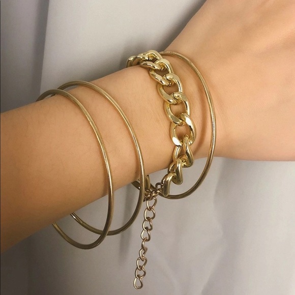 RESTOCKED Chain Link and Bangle Bracelet Set - Picture 5 of 6